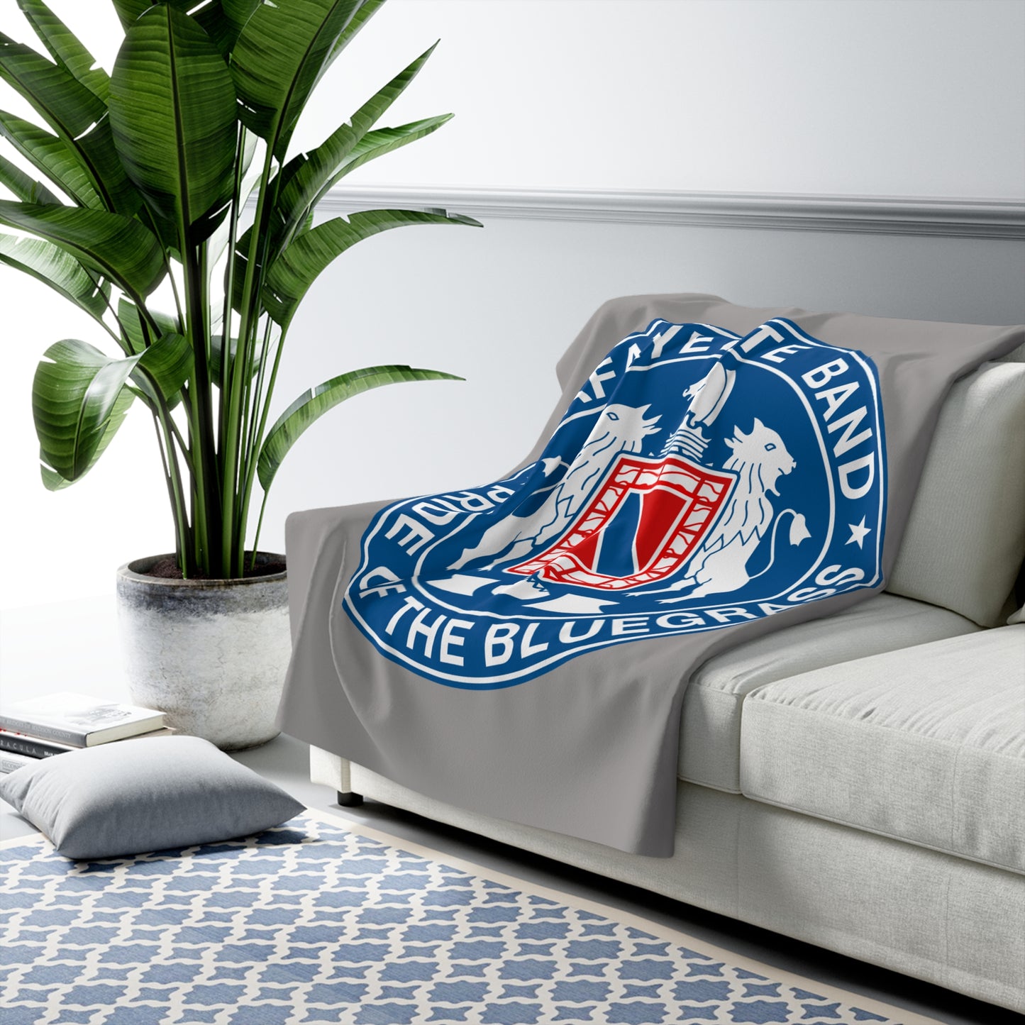 Gray Lafayette Band Sherpa Blanket